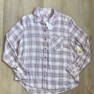 NWT Lucky Brand Lavender Plaid Button Down Shirt